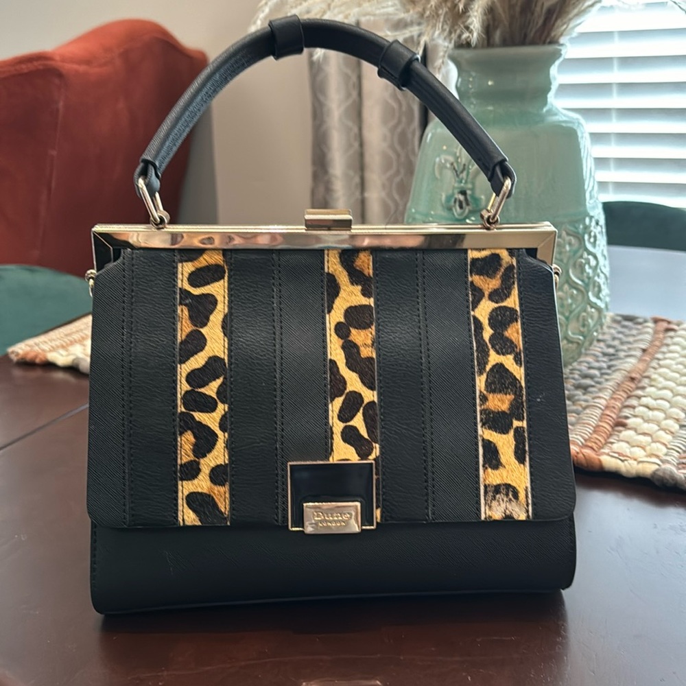 Dune London faux leather purse - black with cheetah